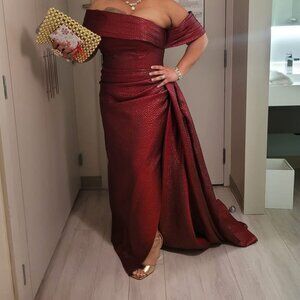 By Nour Burgundy Gala Dress